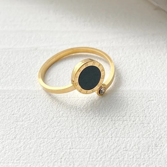 Stainless Steel Roman Numeral‎ Black Shell Opening Adjustable Zircon Tail… - Picture 5 of 7